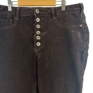 Pilcro Anthropologie Corduroy Pants 33 Tall Brown High Rise Button Fly Skinny